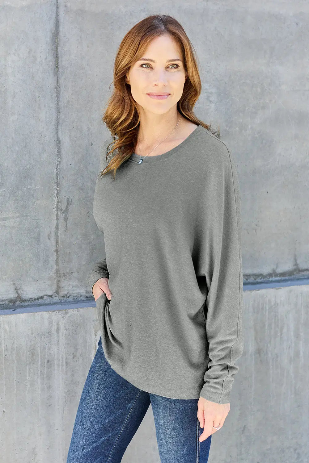 Double Take Full-Size Long Sleeve Round Neck Tee - Whispering Desires Shoppe