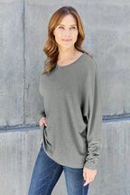 Double Take Full-Size Long Sleeve Round Neck Tee - Whispering Desires Shoppe