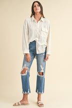 Annie Wear Distressed Raw Hem Cropped Jeans - Whispering Desires Shoppe