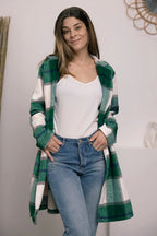 Double Take Full-Size Plaid Lapel Coat - Whispering Desires Shoppe