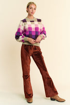 Davi & Dani Elastic Waist Knit Flare Pants - Whispering Desires Shoppe