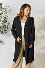 Basic Bae Pocketed Longline Hooded Cardigan - Whispering Desires Shoppe