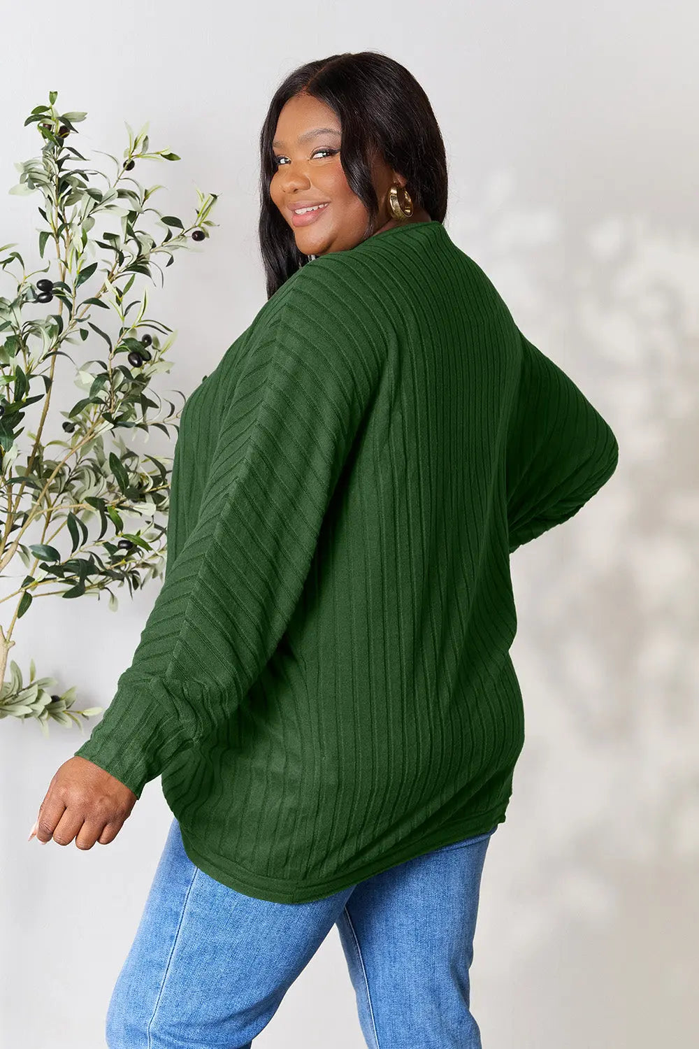 Basic Bae Ribbed Cocoon Cardigan (Full-Size) - Whispering Desires Shoppe