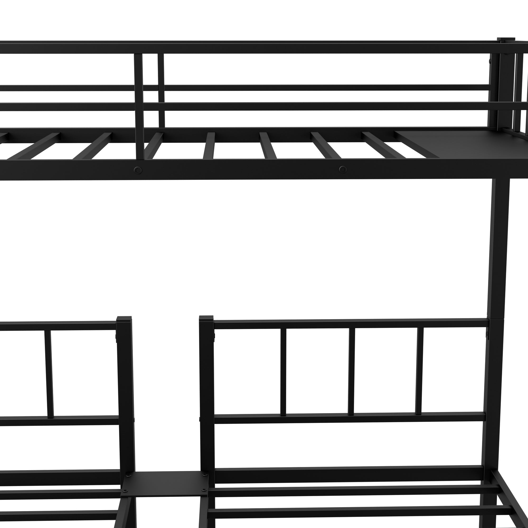 Twin over Twin & Twin Bunk Beds for 3, Twin XL over Twin & Twin Bunk Bed Metal Triple Bunk Bed, Black eprolo