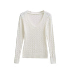 Slim fit V-neck striped Fried Dough Twists long sleeve sweater eprolo