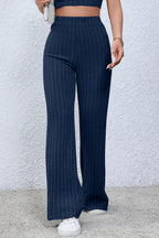 Basic Bae Ribbed High-Waist Flare Pants - Whispering Desires Shoppe