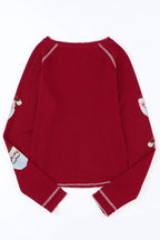 Sequin Santa Round Neck Long Sleeve Blouse - Whispering Desires Shoppe