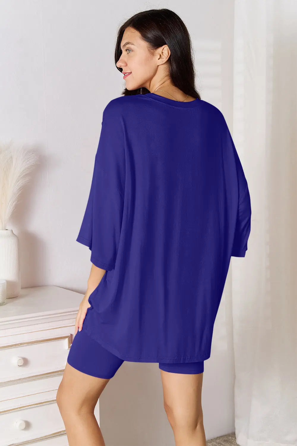 Basic Bae Soft Rayon 3/4 Sleeve Top & Shorts Set - Whispering Desires Shoppe