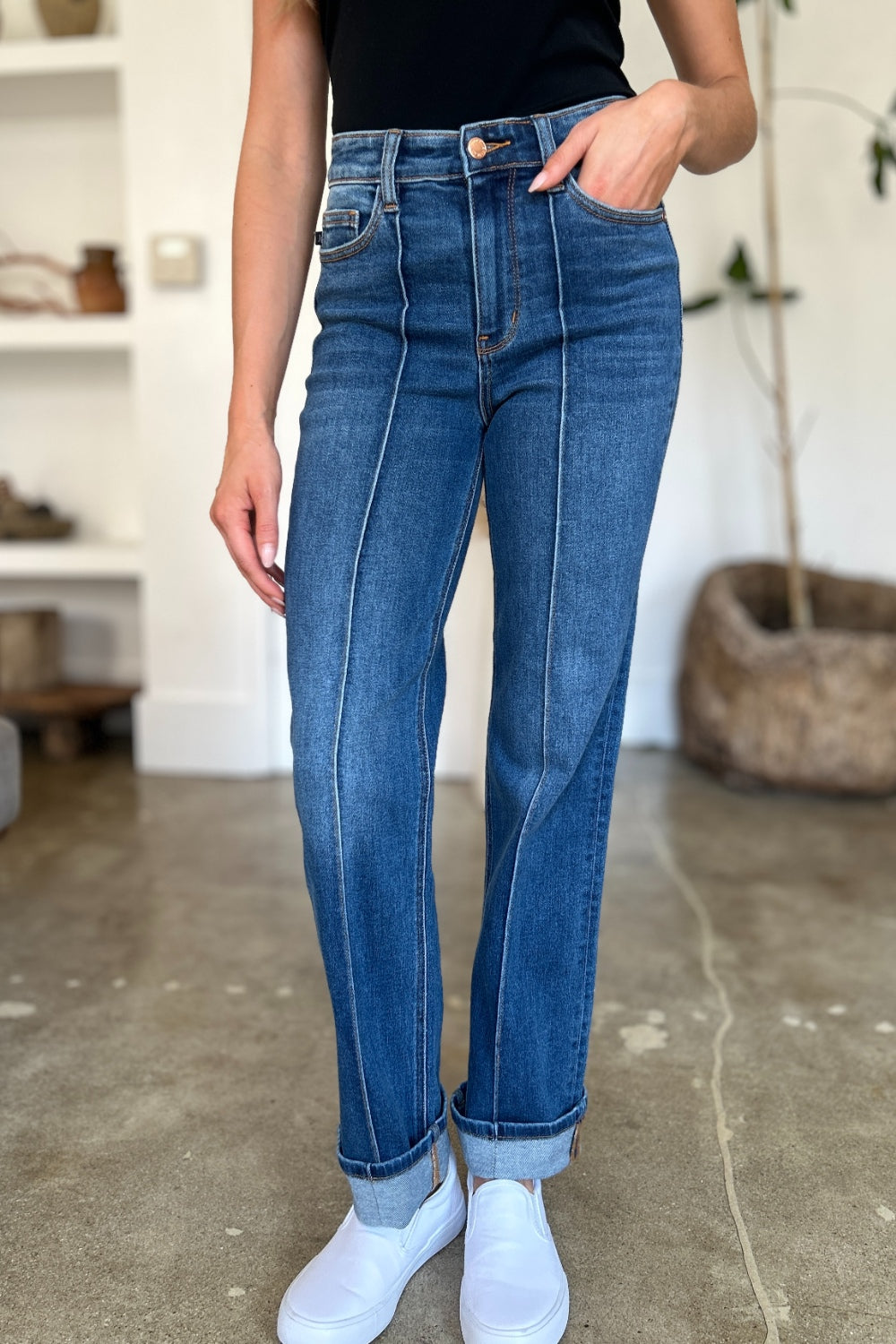 Judy Blue High Waist Front Seam Straight Jeans - Whispering Desires Shoppe