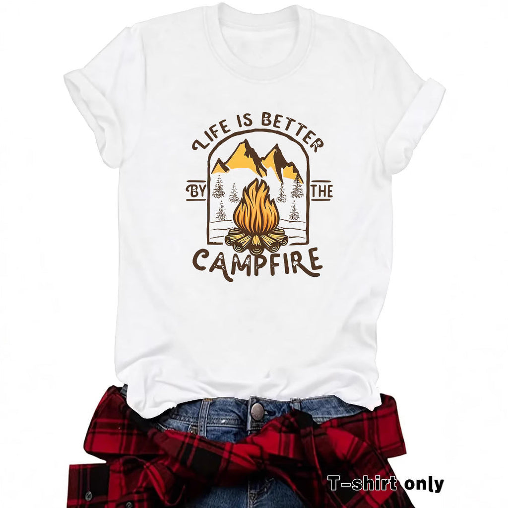 Camping pattern printed short sleeved shirt eprolo