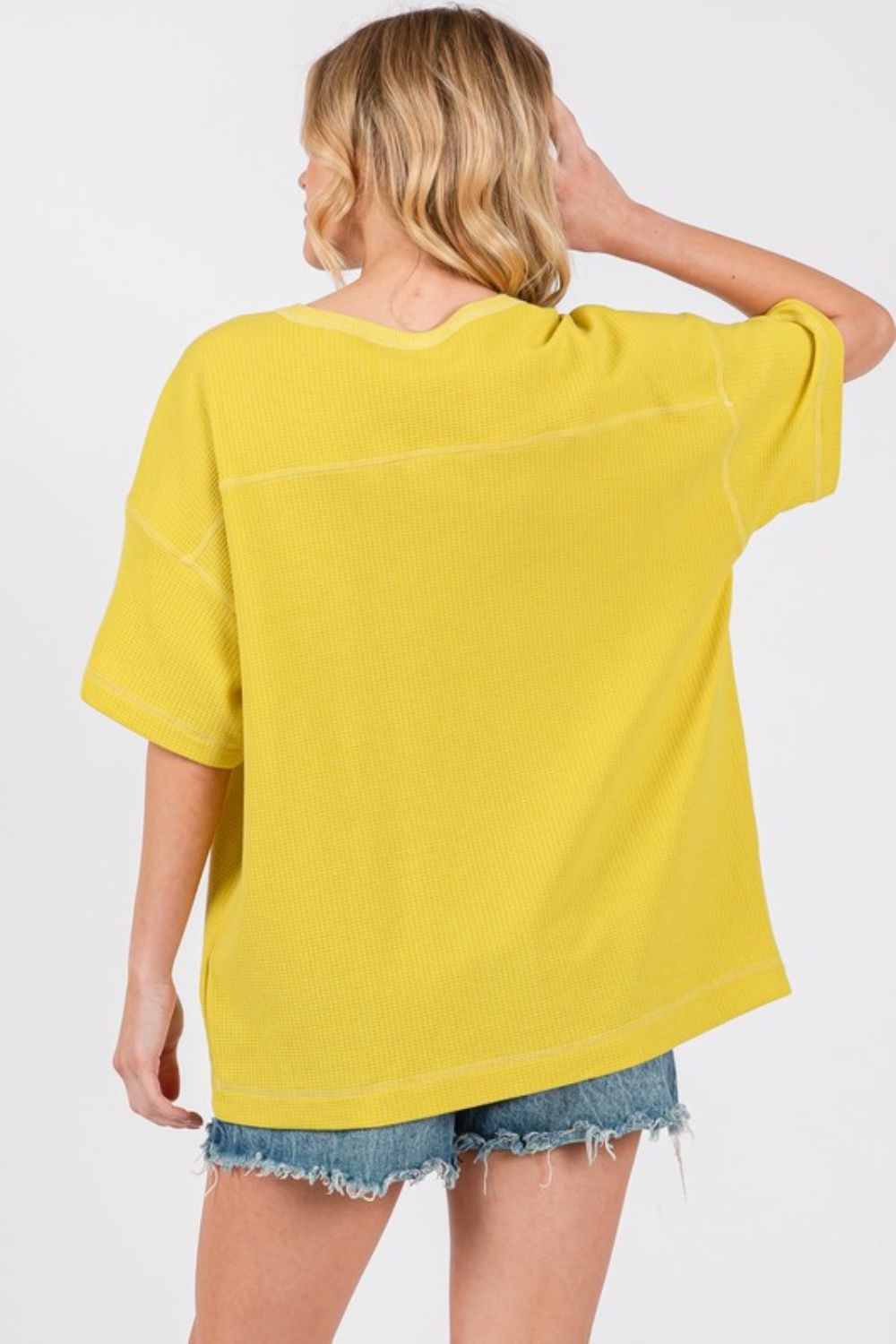 Cesfemme Textured Drop Shoulder T-Shirt - Whispering Desires Shoppe