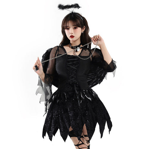 Dark Angel Costume Set for Adults Halloween Cosplay Dress Party Role Play S-3XL eprolo