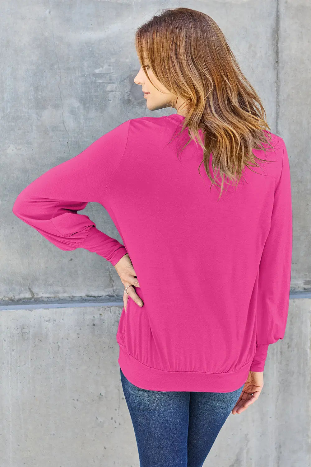 Basic Bae V-Neck Lantern Sleeve Top — Full Sizes - Whispering Desires Shoppe