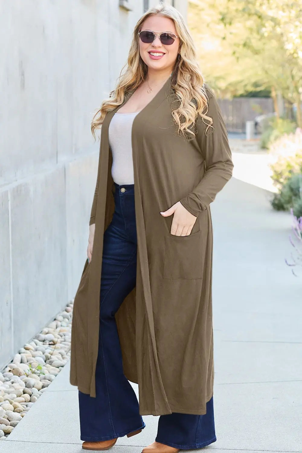 Basic Bae Open-Front Long Sleeve Cover Up - Whispering Desires Shoppe