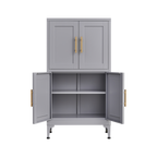 Grey metal kitchen storage cabinet, kitchen pantry storage cabinet with door and shelf, adjustable leveling feet eprolo