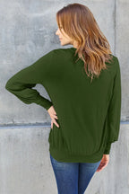 Basic Bae V-Neck Lantern Sleeve Top — Full Sizes - Whispering Desires Shoppe