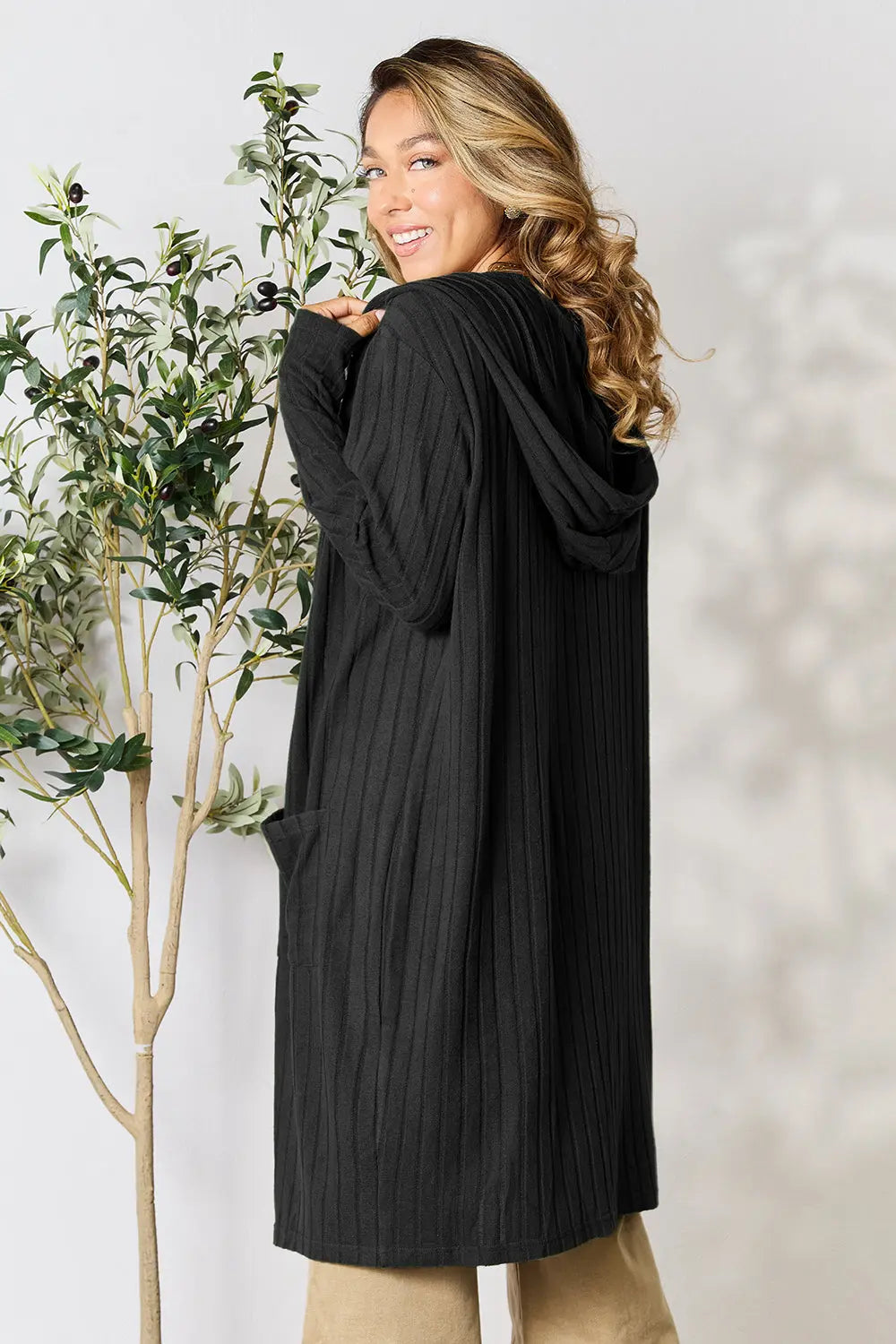 Basic Bae Pocketed Longline Hooded Cardigan - Whispering Desires Shoppe