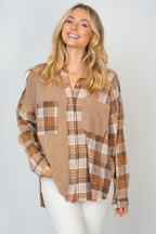 White Birch Full Size Contrast Plaid Button Down Shirt - Whispering Desires Shoppe