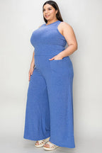 Ribbed Tank & Wide-Leg Pants Two-Piece Set - Whispering Desires Shoppe