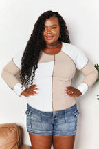 Double Take Colorblock Ribbed Exposed-Seam Top - Whispering Desires Shoppe