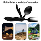 Multifunctional camping tableware stainless steel knife fork spoon, outdoor portable survival eating tools eprolo