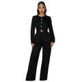 Fashionable Women's Slimming Belted Top and Pants Set - Whispering Desires Shoppe