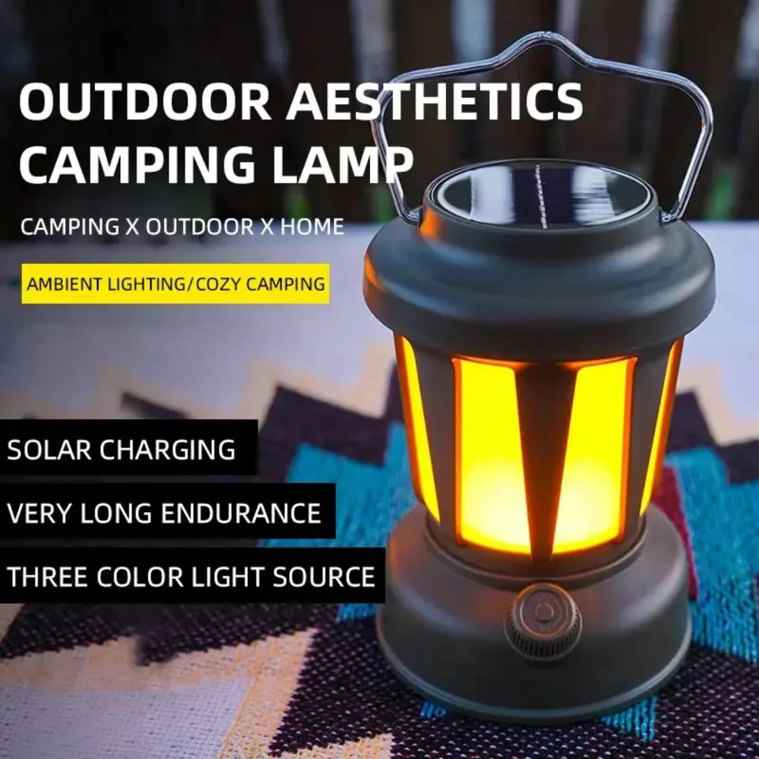 Outdoor solar rechargeable camping light, multifunctional LED strong light charging camping atmosphere tent light eprolo
