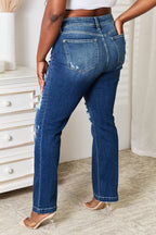 Judy Blue Mid-Rise Hand Sand & Destroy Bootcut Jeans - Whispering Desires Shoppe