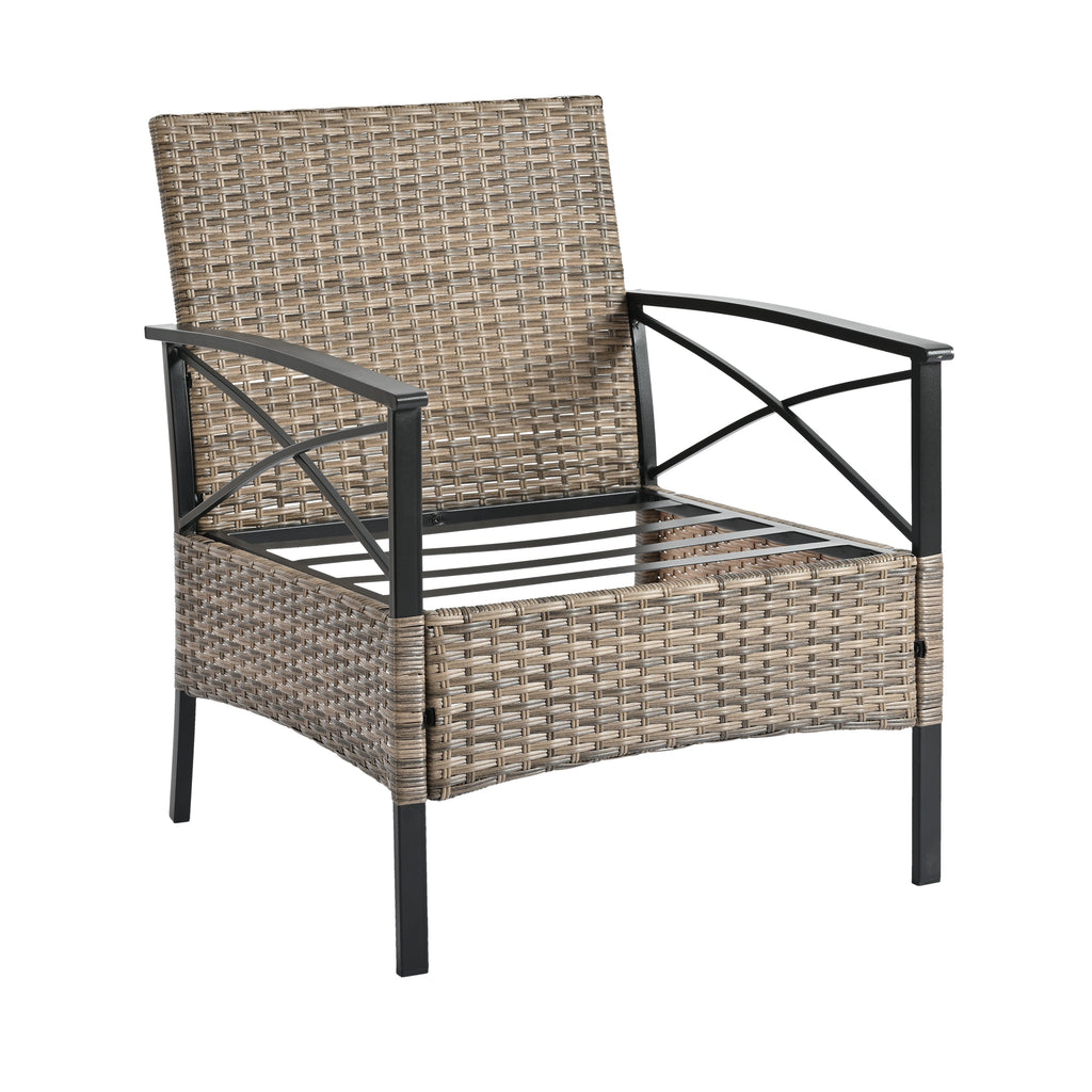 Patio Furniture, Outdoor Furniture, Seasonal PE Wicker Furniture, Four Set Wicker Furniture With Black Metal Table eprolo