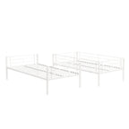 Twin metal bunk beds, metal structure bed frame with safety guardrails and 2 ladders, convertible bunk beds, white eprolo