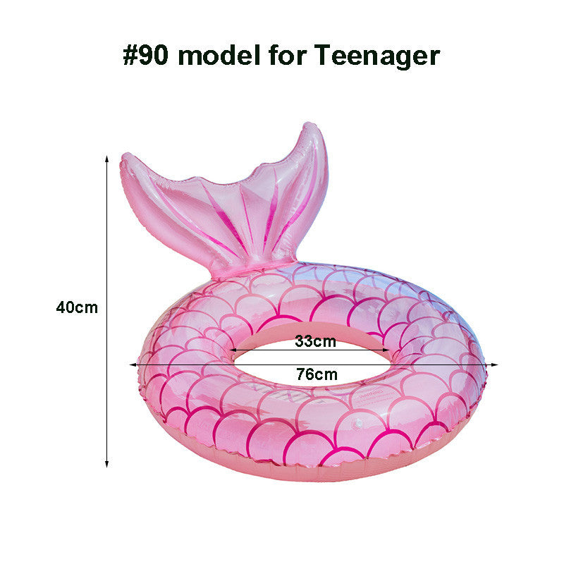 Swimming Ring Mermaid with Backrest Inflatable Swimming Ring Pool Floaters Water Play Tube Mattress Toys for Adult Kids eprolo
