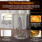Middle Finger Whiskey Glass with 3D Finger Inside - Funny Novelty Glass for Bourbon Scotch Cocktails, Unique Gift for Men eprolo