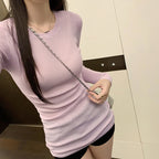 Women's Lightweight Knit Top | Round Neck Long Sleeve Pullover - Whispering Desires Shoppe