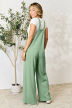 Double Take Wide-Strap Ribbed Overall with Pockets - Whispering Desires Shoppe