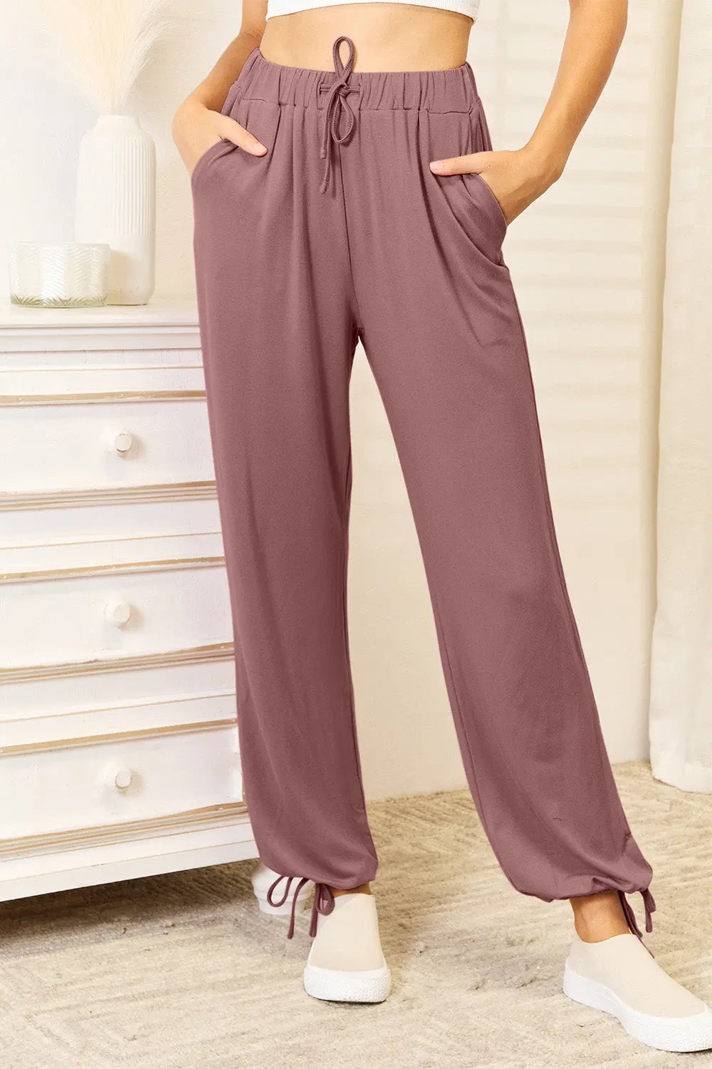 Basic Bae Rayon Drawstring Pants with Pockets - Whispering Desires Shoppe