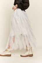 ADORA Ruffled Elastic Waist Midi Skirt - Whispering Desires Shoppe