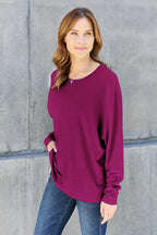 Double Take Full-Size Long Sleeve Round Neck Tee - Whispering Desires Shoppe