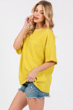 Cesfemme Textured Drop Shoulder T-Shirt - Whispering Desires Shoppe