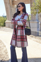 Double Take Full-Size Plaid Lapel Coat - Whispering Desires Shoppe