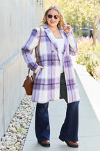 Double Take Full-Size Plaid Lapel Coat - Whispering Desires Shoppe