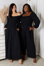 Double Take Square-Neck Jumpsuit with Pockets - Whispering Desires Shoppe