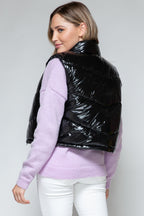 Snobbish Zip Up Turtleneck Shiny Quilted Vest - Whispering Desires Shoppe