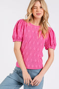 Mittoshop Flower Pattern Round Neck Short Sleeve Top - Whispering Desires Shoppe