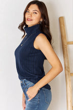 Basic Bae Ribbed Turtleneck Tank — Stretch Knit - Whispering Desires Shoppe
