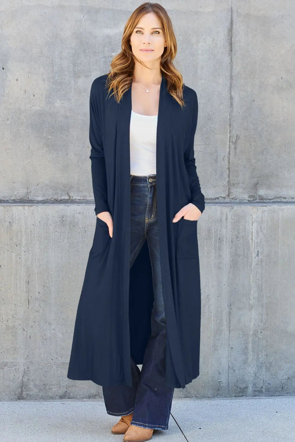 Basic Bae Open-Front Long Sleeve Cover Up - Whispering Desires Shoppe