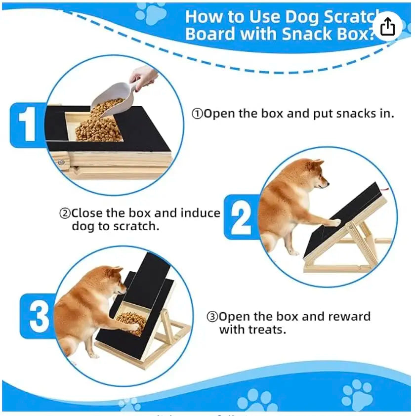 Adjustable Wooden Dog Nail Scratch Board with Treat Drawer