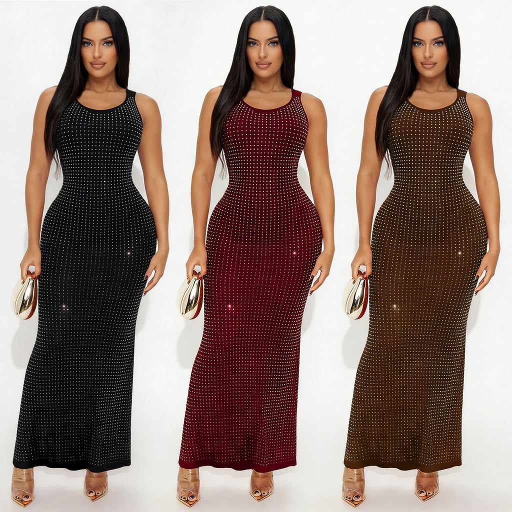 Fashion Women's Sexy Rhinestone High-Waisted Reversible Dress eprolo