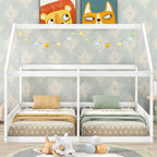 Twin Size House Platform Beds Two Shared Beds  White eprolo