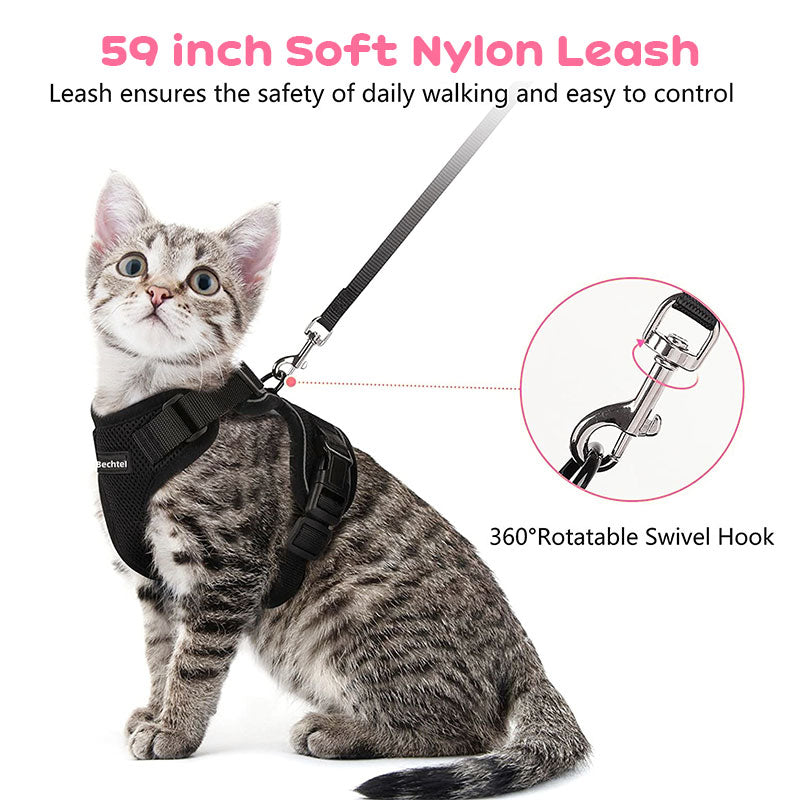 Cat Harness and Leash with Easy Control, Escape-Proof - Soft Adjustable Vest Harness for Walking Cats. eprolo