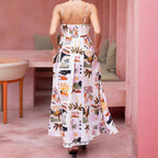 Sexy Printed Boho Maxi Dress for Women - Sleeveless, Drawstring Waist, Casual Summer Dress eprolo
